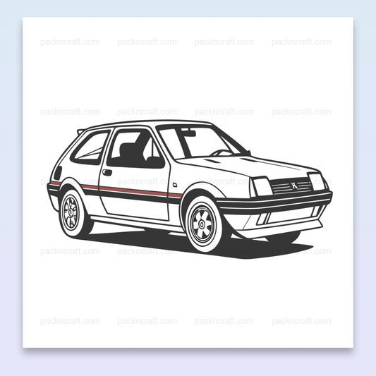 Dessin automobile Peugeot 205 GTI SVG vectoriel pour décoration rétro.