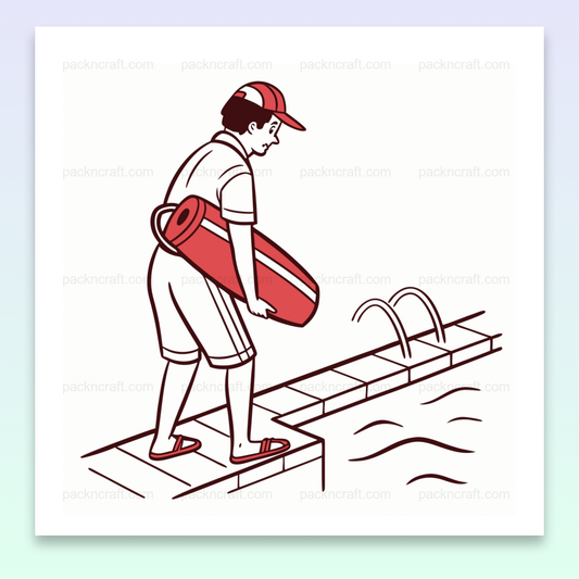 Sauveteur vigilant au bord de la piscine | SVG Raffiné | Thème Nautique