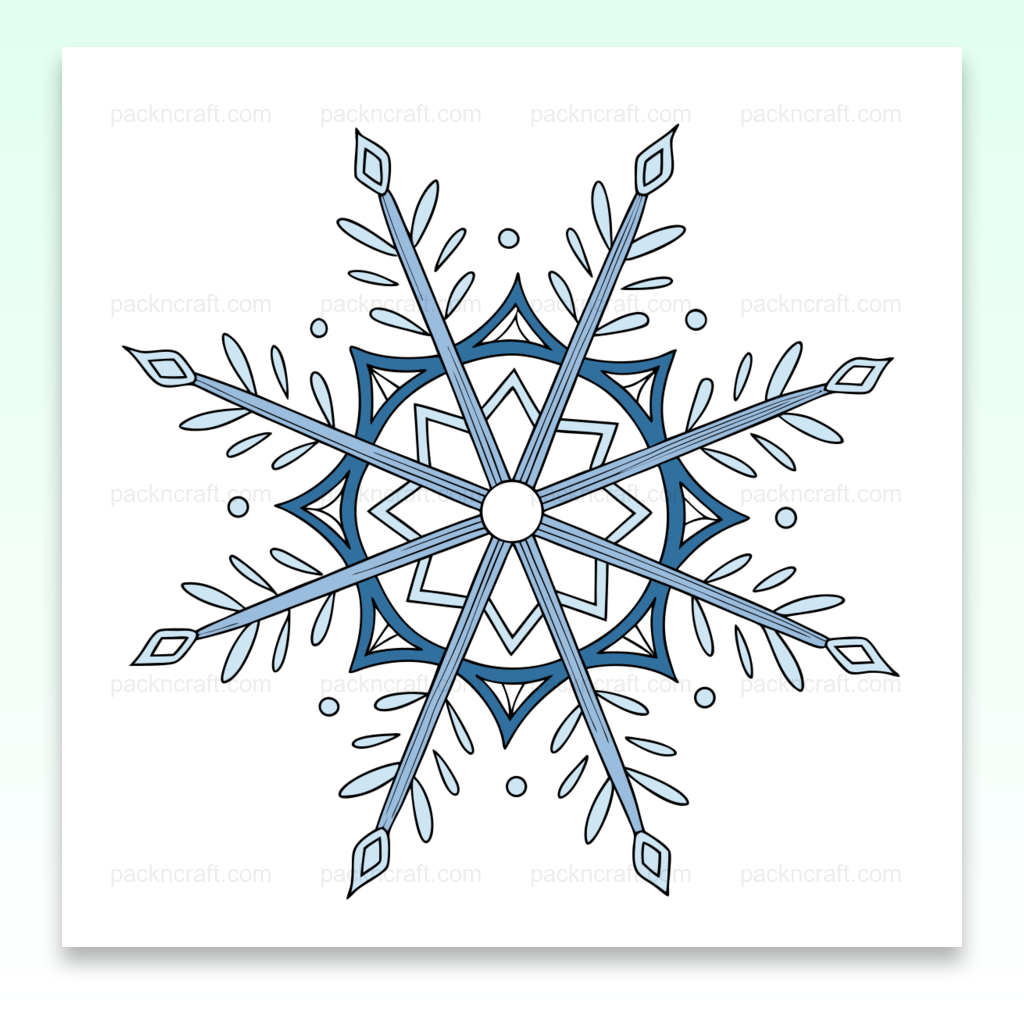 Illustration de flocon symétrique épuré en SVG pour projets hivernaux variés.