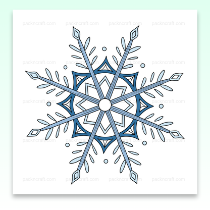 Illustration de flocon symétrique épuré en SVG pour projets hivernaux variés.