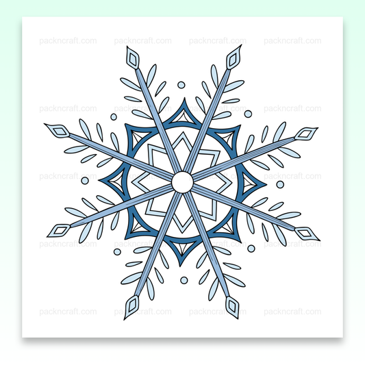 Illustration de flocon symétrique épuré en SVG pour projets hivernaux variés.