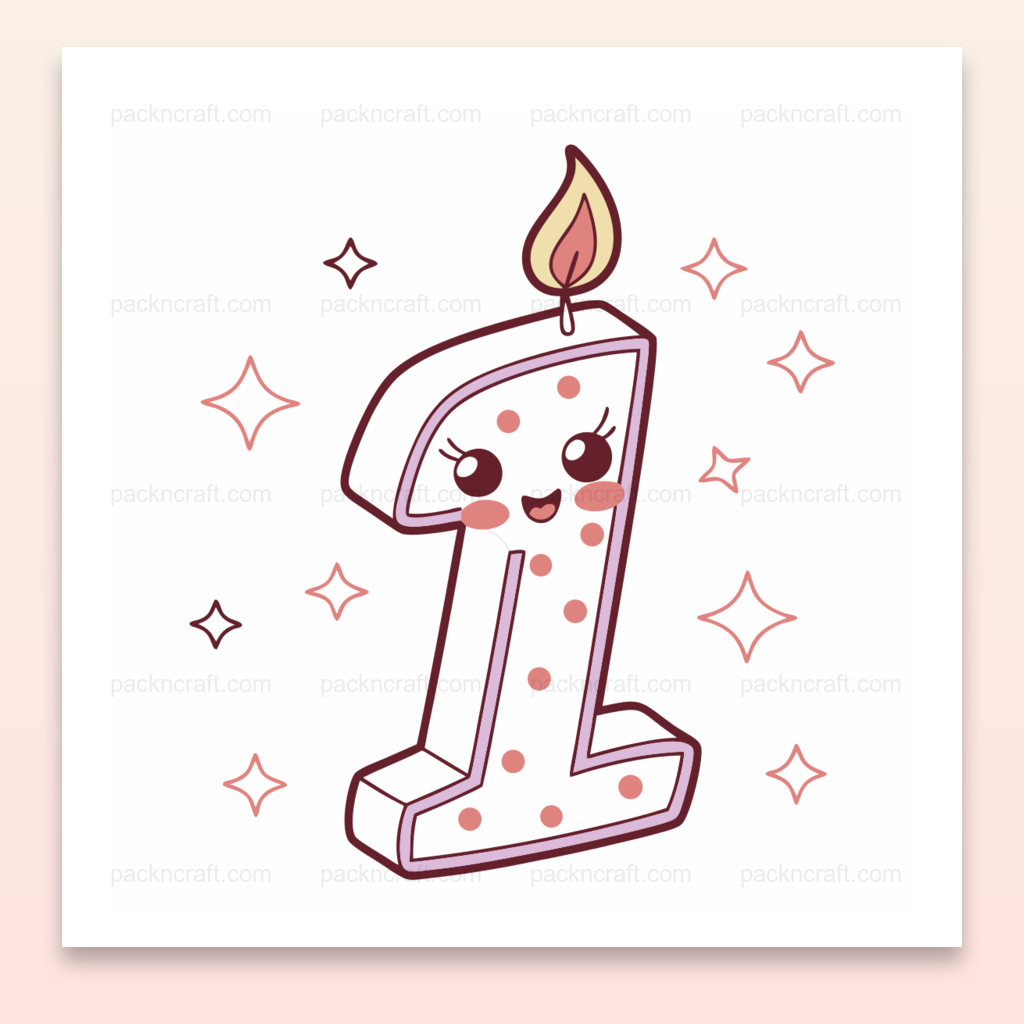 Bougie kawaii numérique pour personnalisation papiers cadeaux et plus.