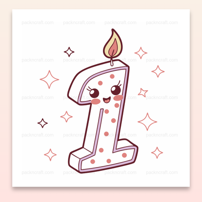 Bougie kawaii numérique pour personnalisation papiers cadeaux et plus.