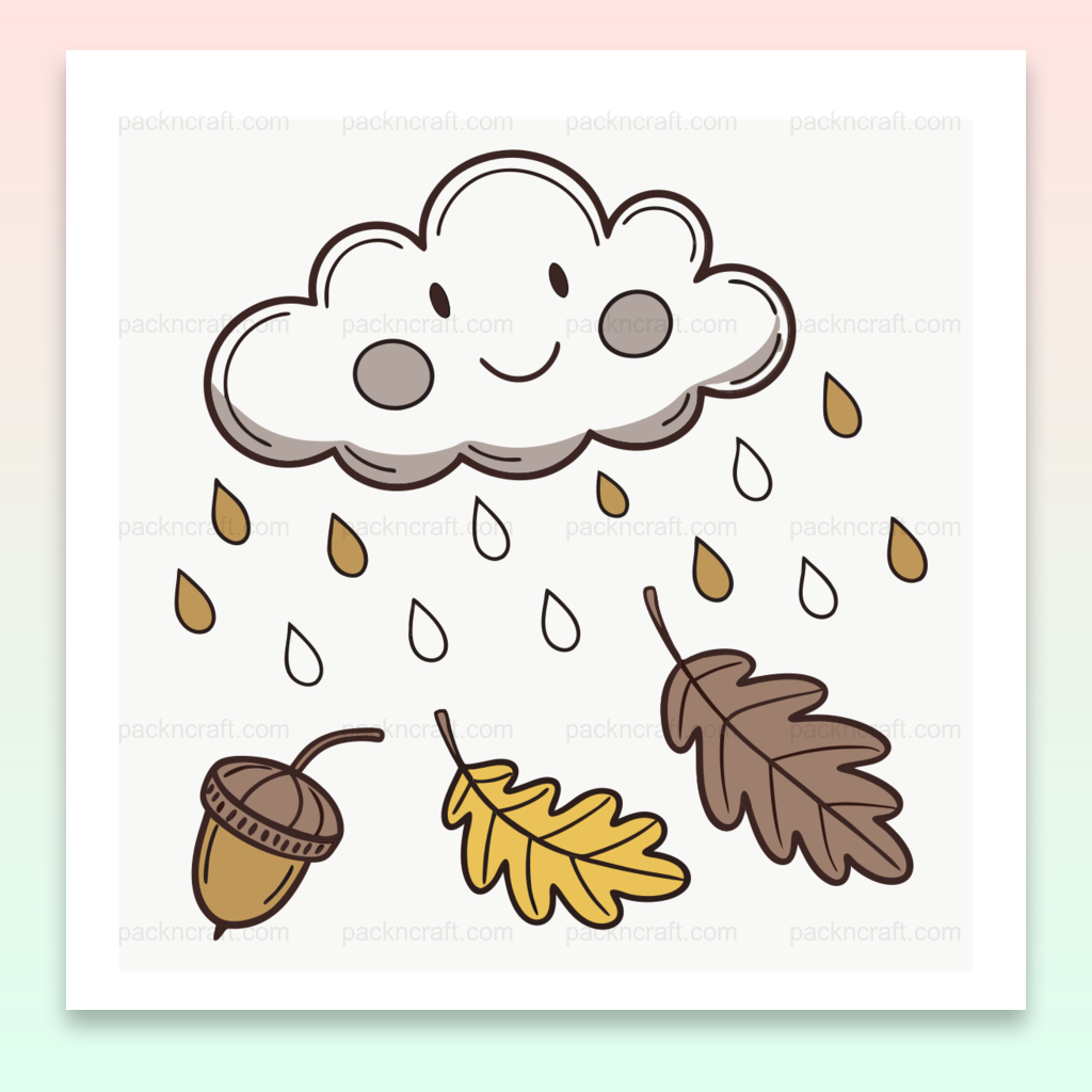 Nuage joyeux sous la pluie, illustration vectorielle automnale pour DIY