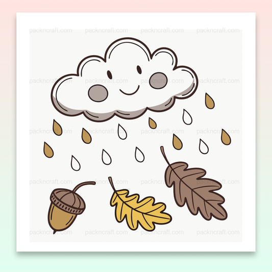 Nuage joyeux sous la pluie, illustration vectorielle automnale pour DIY