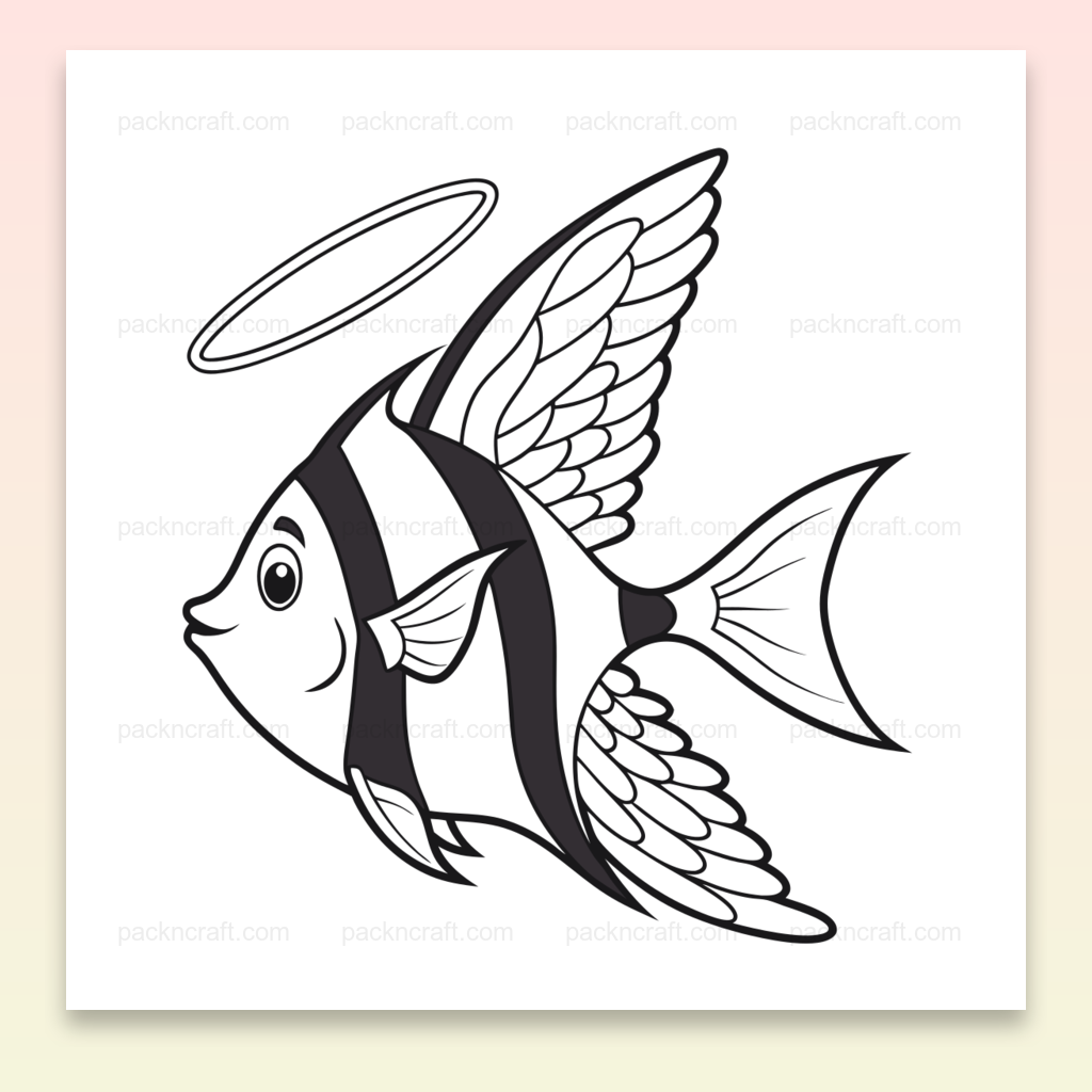 Illustration de poisson ailé divin en style vectoriel, usage décoratif et éducatif
