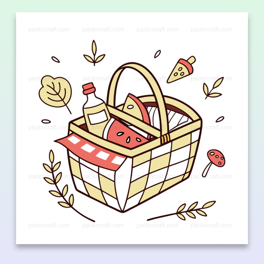 Illustration vectorielle d'un panier pique-nique pour usage estival DIY et décoration.