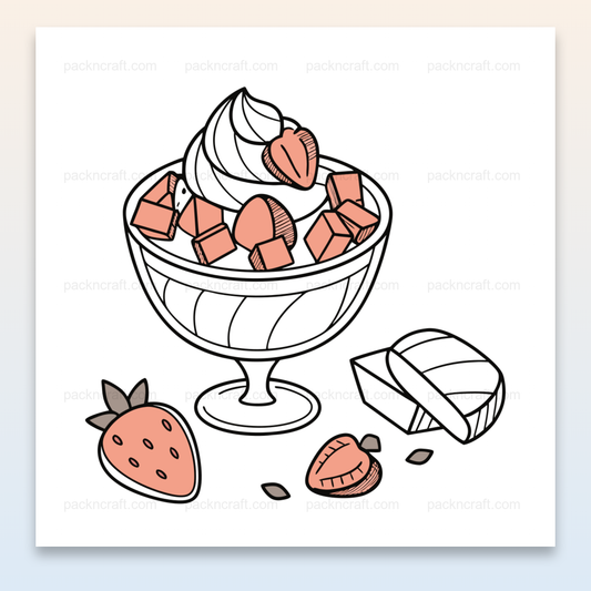Illustration de parfait gourmand à la fraise, idéale pour DIY et papeterie.