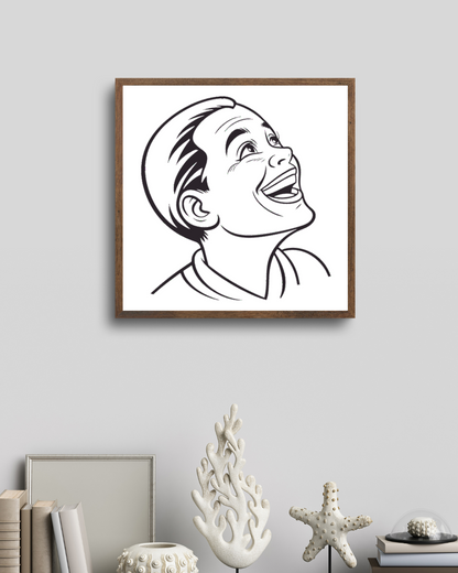 Cadre avec garçon riant en style vectoriel joyeux, parfait pour ambiance éducative