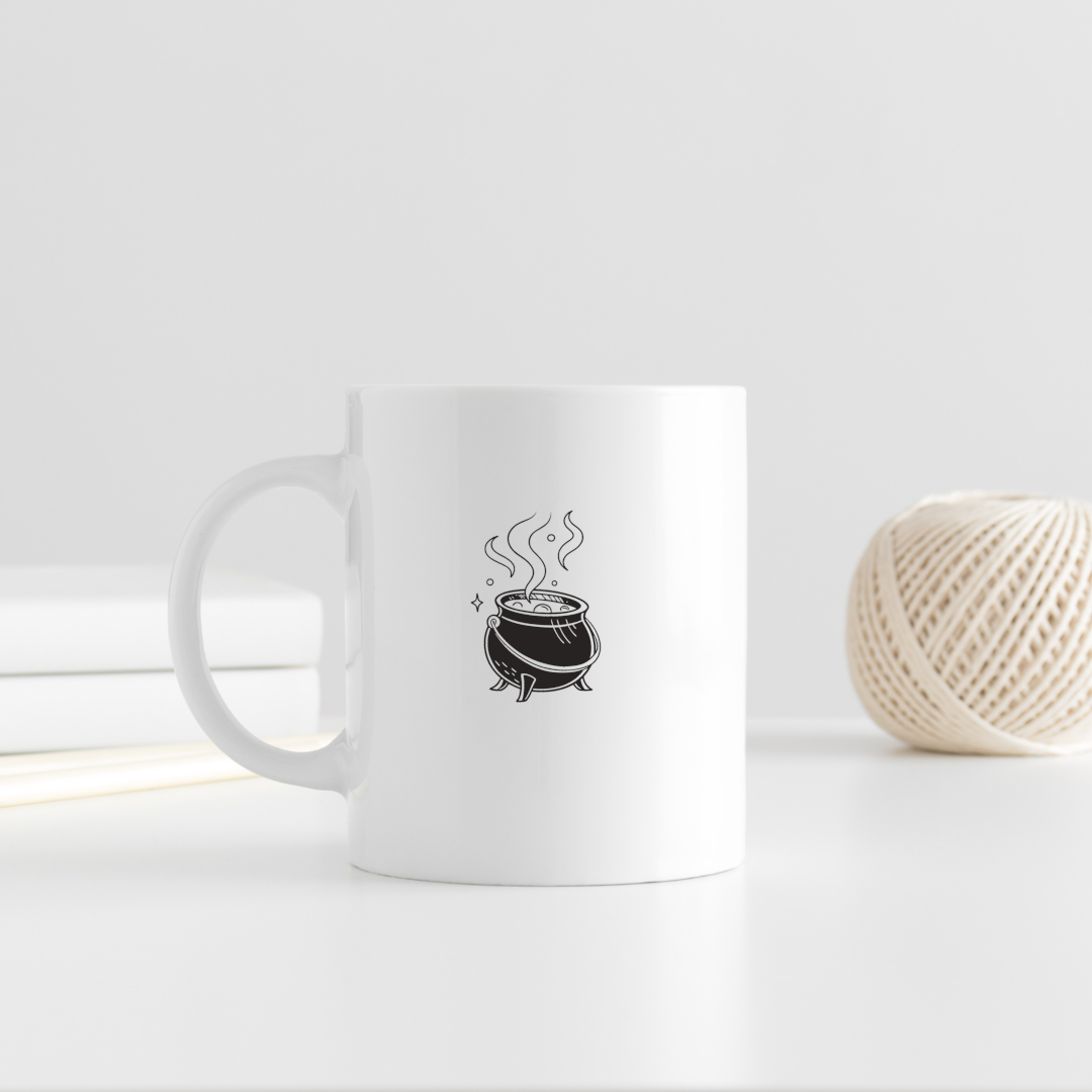 Mug avec doodle chaudron fumant, design Halloween enchanteur