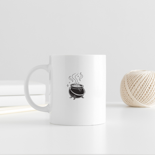 Mug avec doodle chaudron fumant, design Halloween enchanteur