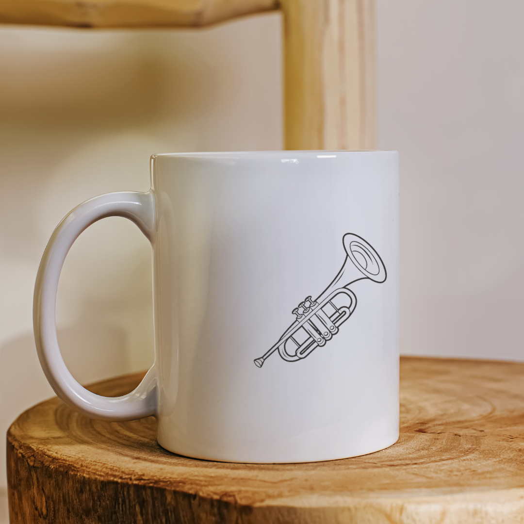 Mug avec trompette vectorielle et ambiance musicale