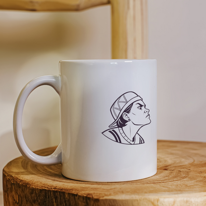 Mug avec design rebelle d'un garçon vectoriel monochrome, attitude déterminée