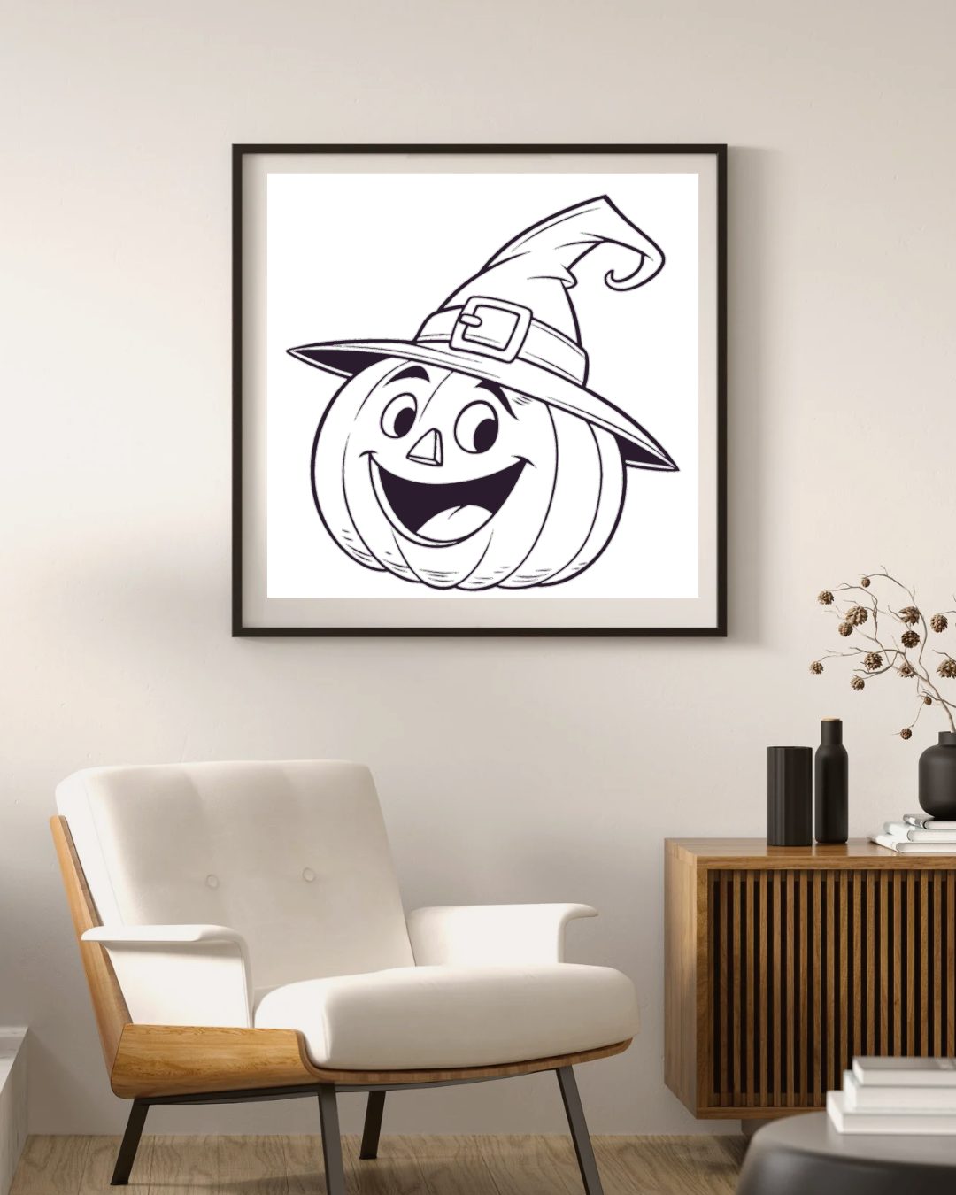 Cadre festif avec citrouille joyeuse au style numérique et thème Halloween