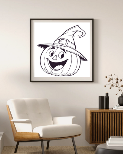 Cadre festif avec citrouille joyeuse au style numérique et thème Halloween