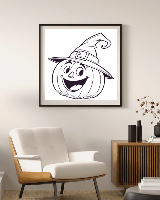 Cadre festif avec citrouille joyeuse au style numérique et thème Halloween