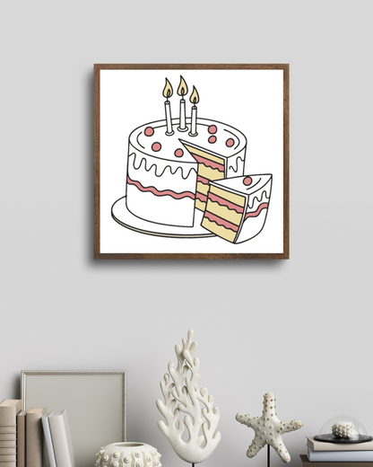 Cadre avec motif élégant de gâteau d'anniversaire pour une fête sucrée festive