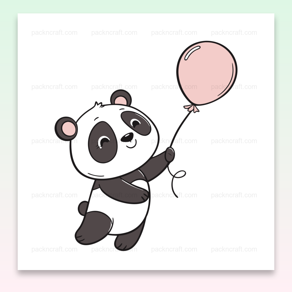 Illustration panda kawaii anniversaire, parfaite pour invitations fêtes joyeuses.