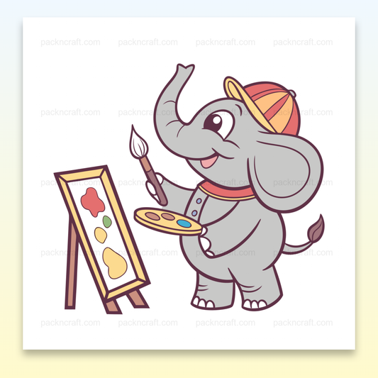 Illustration SVG d'un éléphant artiste peignant pour projets créatifs.