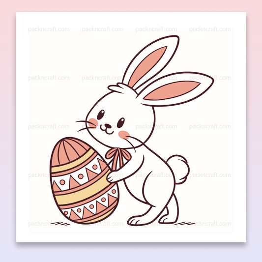 Lapin espiègle avec œuf de Pâques en style pastel, idéal pour projets créatifs.