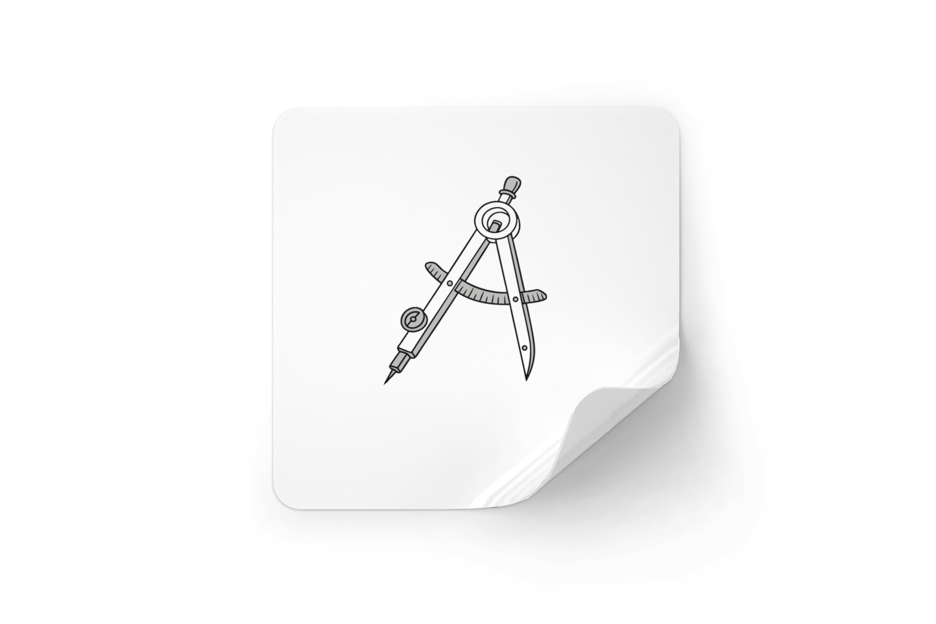 Sticker éducatif avec compas vectoriel sur fond blanc