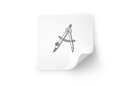 Sticker éducatif avec compas vectoriel sur fond blanc