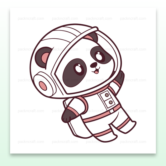 Panda en costume d'astronaute, illustration vectorielle kawaii pour projets éducatifs et déco.