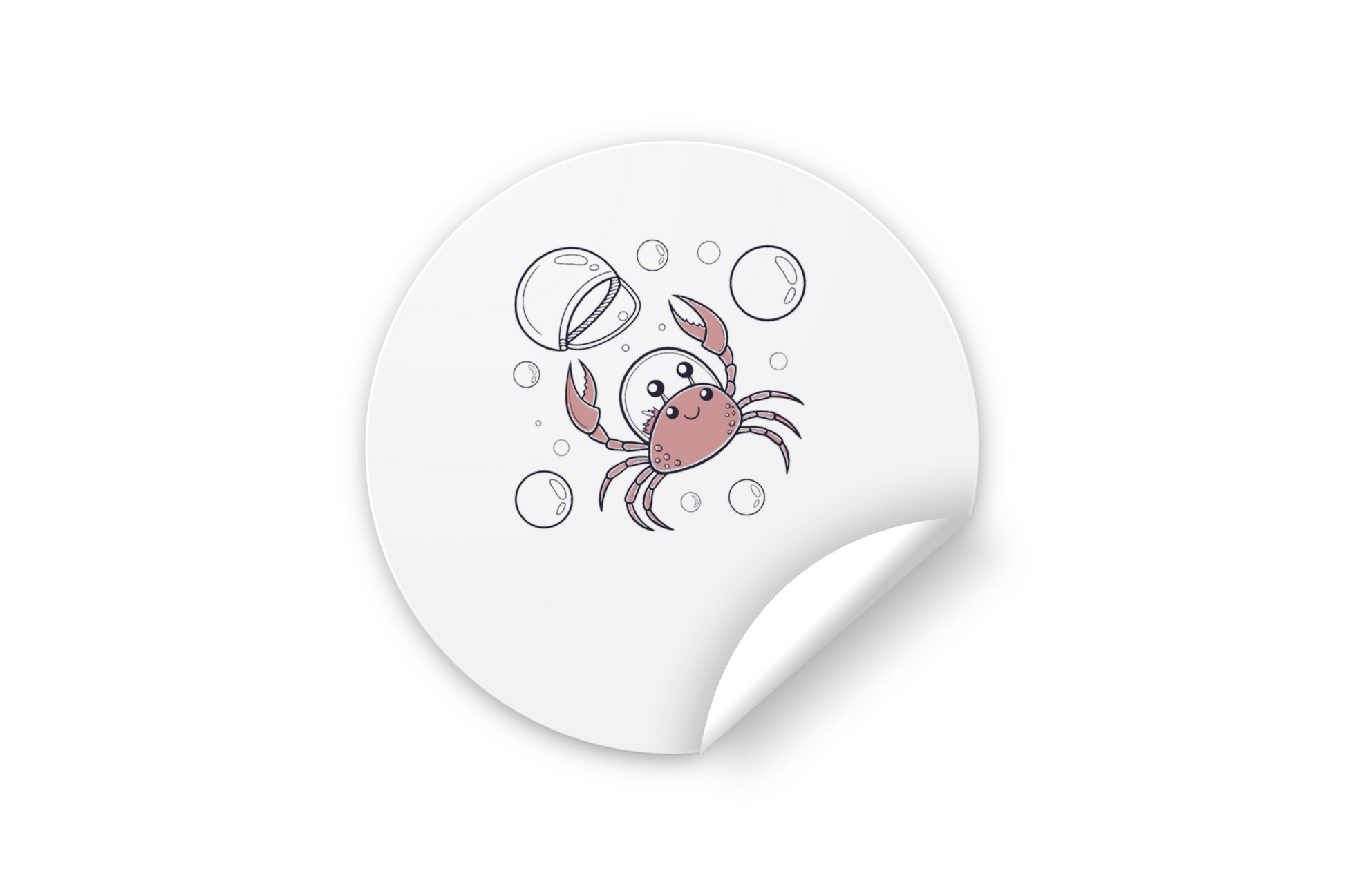 Sticker avec motif crabe joyeux d’inspiration marin en couleurs pastel