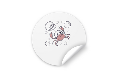 Sticker avec motif crabe joyeux d’inspiration marin en couleurs pastel