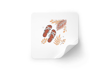 Sticker avec motif tropical évoquant des vacances exotiques ambiance été en tongs