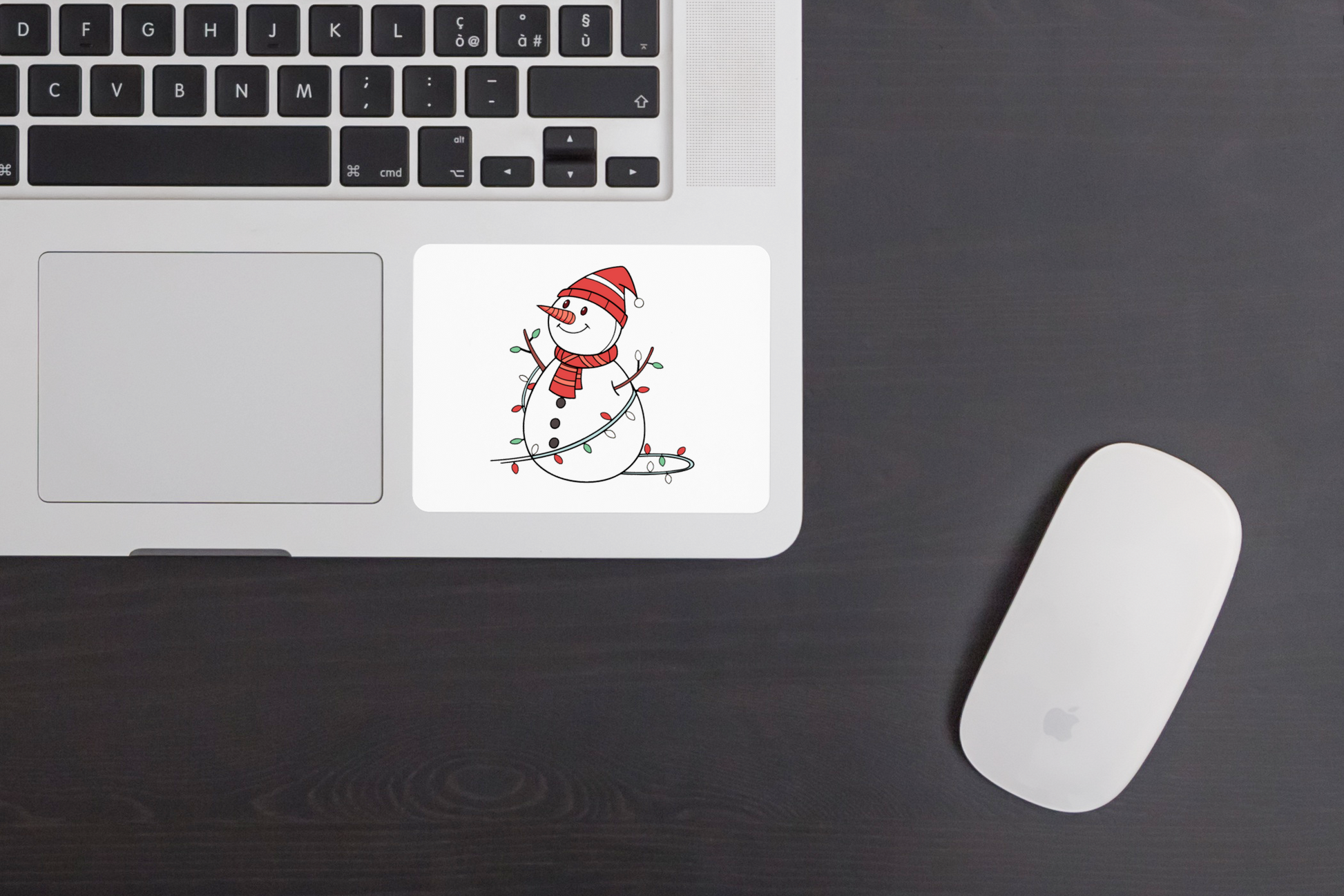 Sticker festif décoré d'un bonhomme de neige joyeux thème Noël fabuleux
