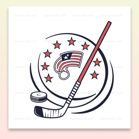 Illustration dynamique de bâton de hockey avec thème patriotique en SVG