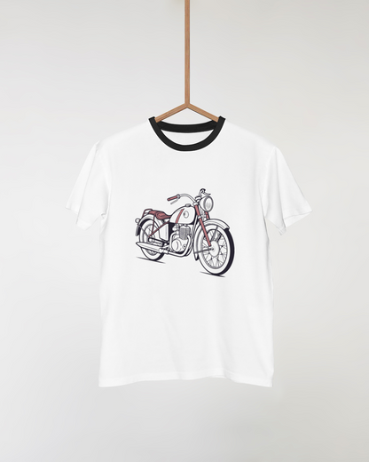 T-shirt stylé avec motif rétro d'une moto Gilera Saturno.