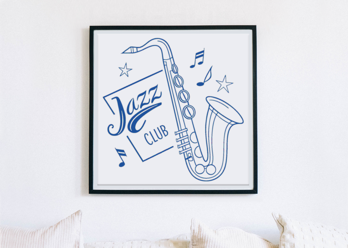 Cadre déco saxophone vintage, ambiance musicale jazz