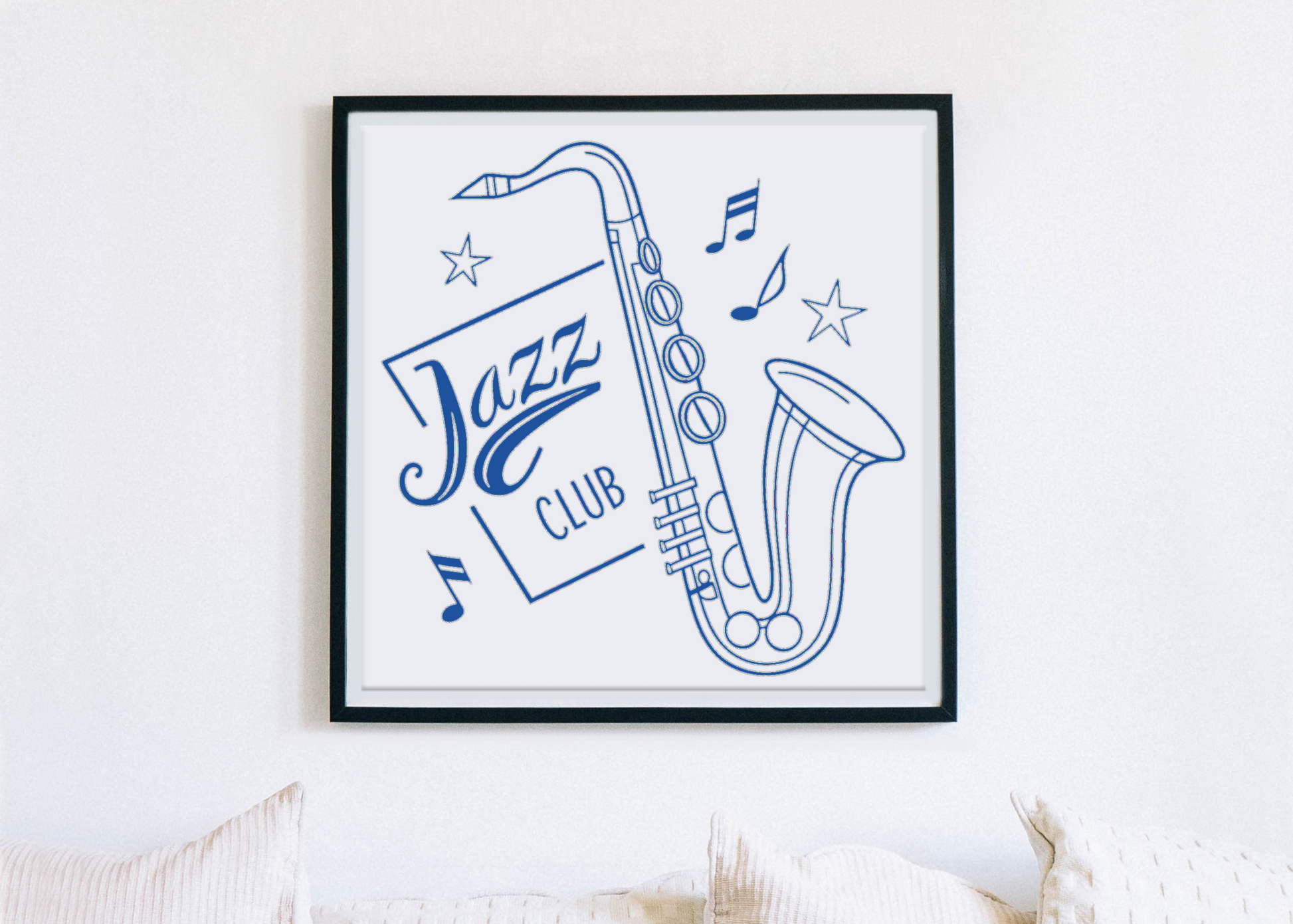 Cadre déco saxophone vintage, ambiance musicale jazz