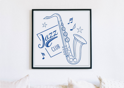 Cadre déco saxophone vintage, ambiance musicale jazz