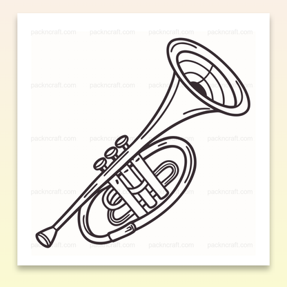 Illustration vectorielle d'une trompette au style vintage, idéale pour papeterie et projets créatifs.