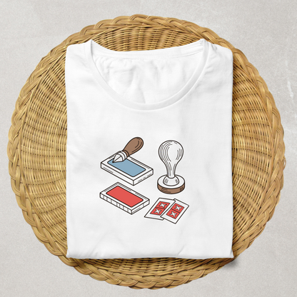 T-shirt affichant une icône numérique en style doodle pour les loisirs créatifs