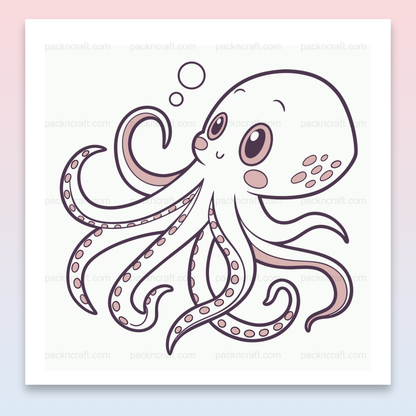Illustration d'un poulpe curieux en style pastel vectoriel, utilisable pour DIY et papeterie