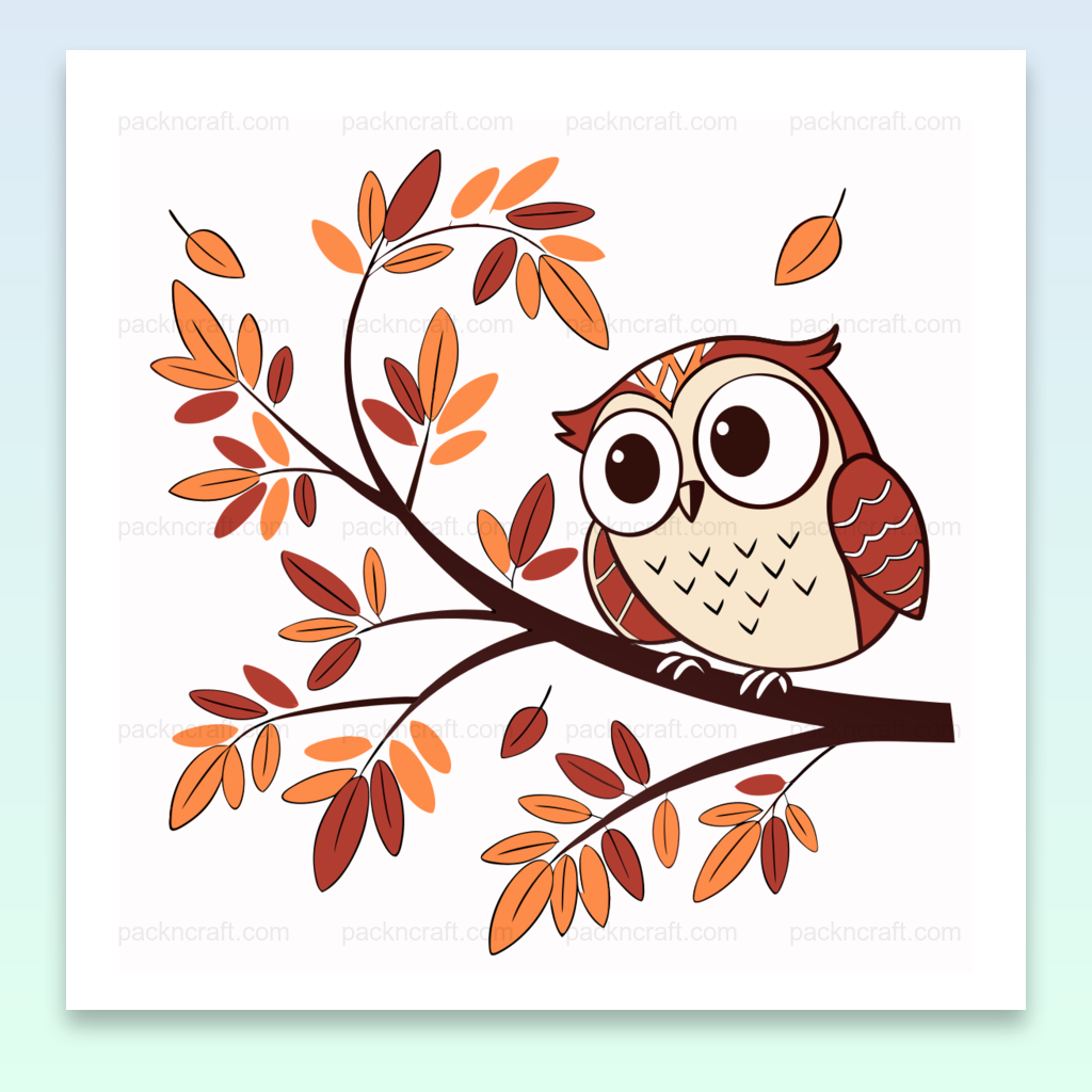 Hibou curieux sur une branche d'automne, illustration pour décoration et projets créatifs