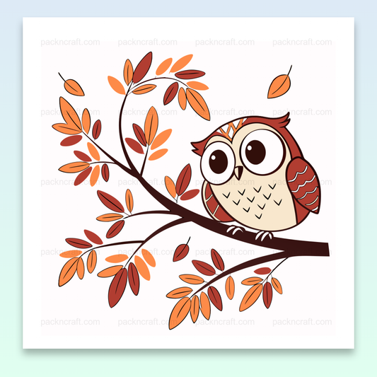 Hibou curieux sur une branche d'automne, illustration pour décoration et projets créatifs
