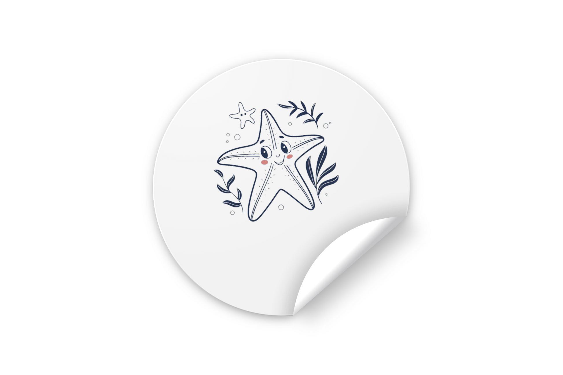 Sticker vibrant avec une étoile de mer joyeuse style doodle évoquant l'océan