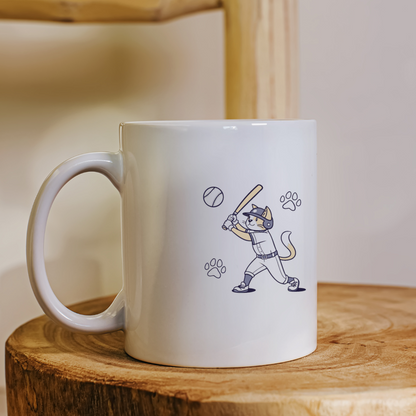 Mug avec un chat baseball joueur coloré énergisant ton quotidien sport