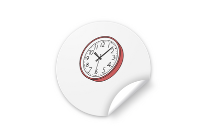 Sticker au design minimaliste avec une horloge en mouvement symbolisant le temps