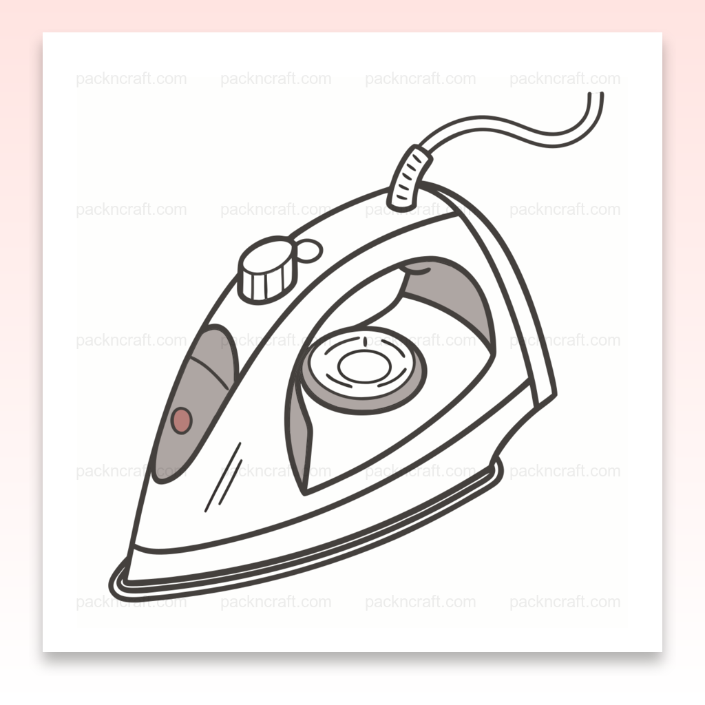 Illustration minimaliste d'un fer à repasser pour décoration et projets DIY