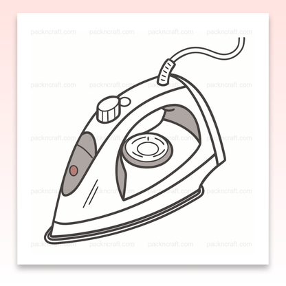 Illustration minimaliste d'un fer à repasser pour décoration et projets DIY