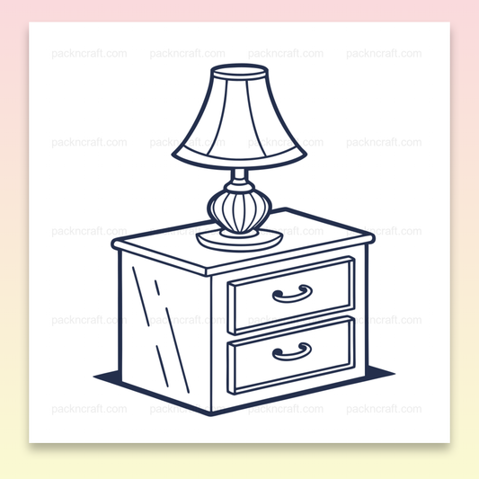 Illustration minimaliste d'une lampe élégante sur table de nuit pour projets décoratifs