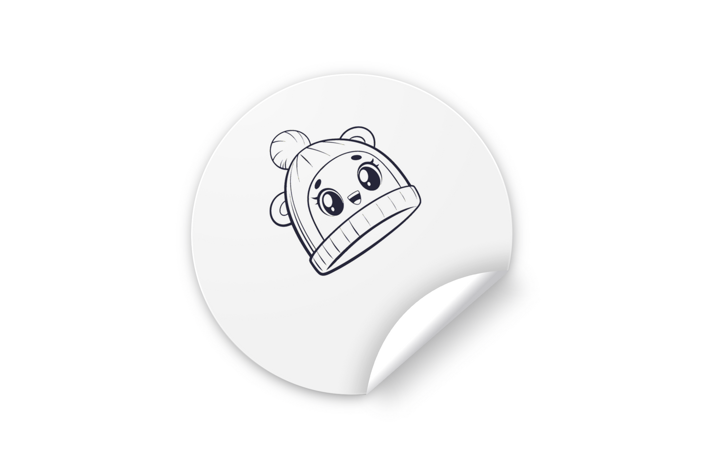 Sticker bébé kawaii avec bonnet, idéal pour personnaliser vos objets.