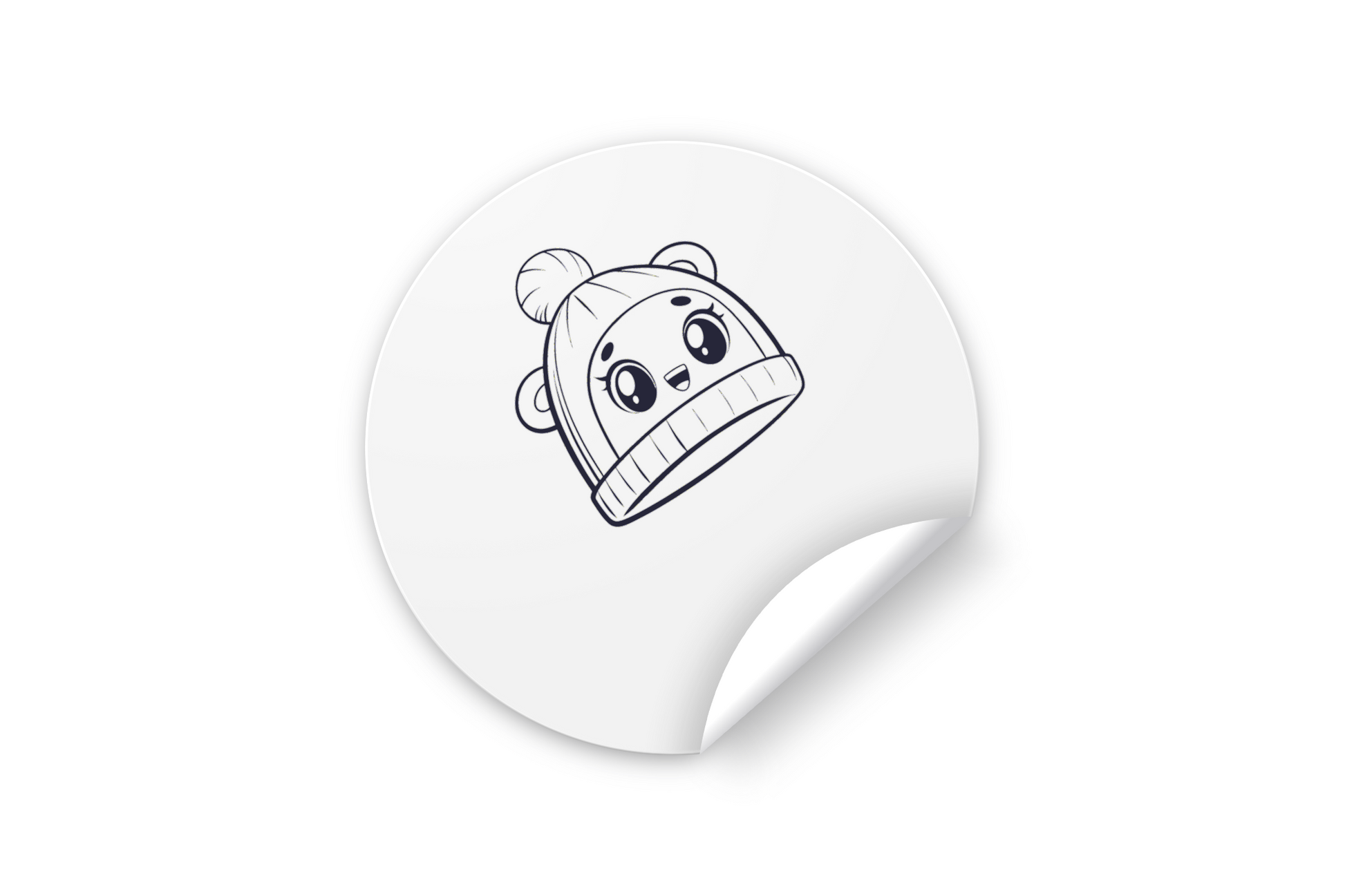 Sticker bébé kawaii avec bonnet, idéal pour personnaliser vos objets.