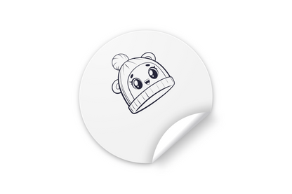 Sticker bébé kawaii avec bonnet, idéal pour personnaliser vos objets.
